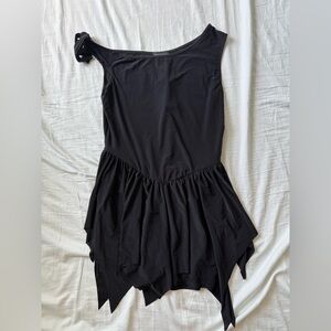 PrettyLittleThing Black Asymmetrical Tiered Mini Dress